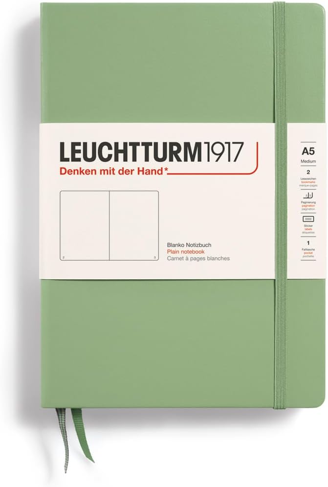 LEUCHTTURM1917 - Notebook Hardcover Medium A5-251 Numbered Pages for Writing and Journaling (Navy, Ruled)