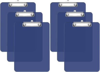 Rimilak Plastic Clipboards with Low Profile Metal Clip, Translucent Board, 12.5 x 9 In Letter Size, Office Supply, Back to School, Pink