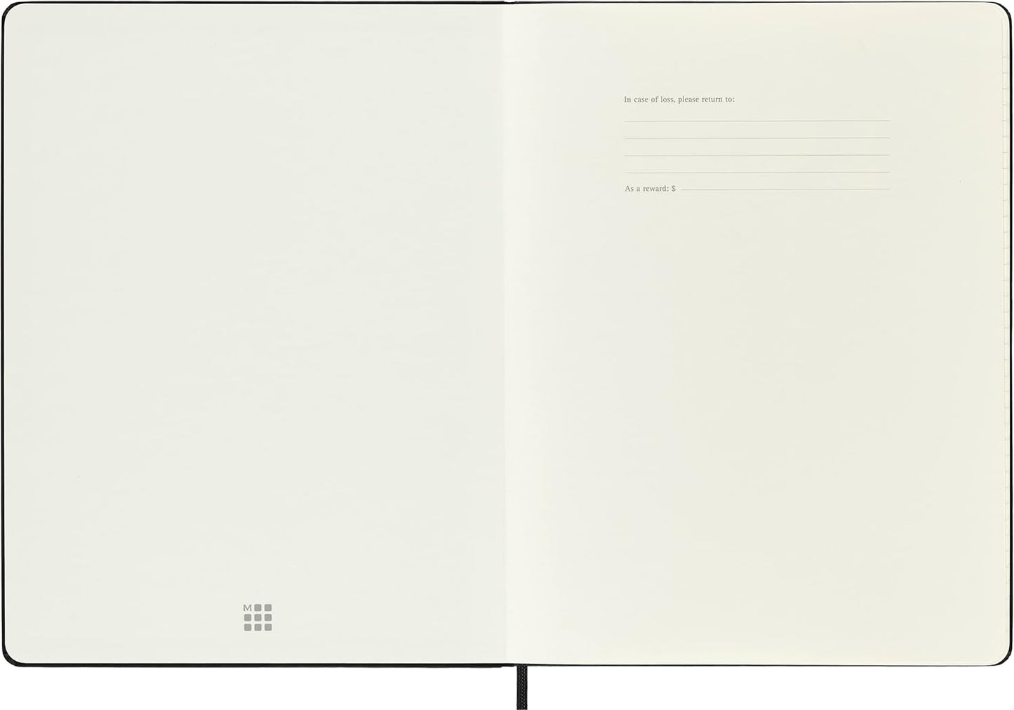 Moleskine Classic Notebook, Hard Cover, XL (7.5" x 9.5") Squared/Grid, Black, 192 Pages
