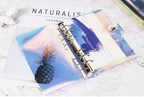 A6 A5 6-Holes Colorful PVC Cover Round Ring View Binder with Snap Button Closure File Folder for Loose Leaf Sheet Protectors Notebook Refill (Pink Daisy, A5 Mini Set) - Colors B