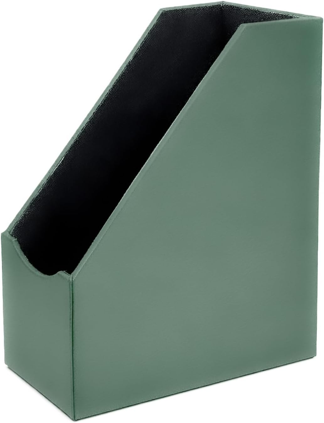 UnionBasic Magazine File Holder, Leatherette Desktop Document Organizer, Home Office Paper Holder File Storage Literature Sorter, Grey