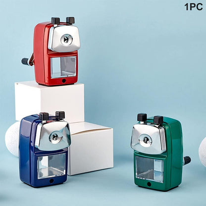 Pencil Sharpener, School Office Manual Desktop Sharpener for Standard and Jumbo Pencils, Pencil Sharpener Metal Manual Crank for Classroom, Home and Art(Color:Red)