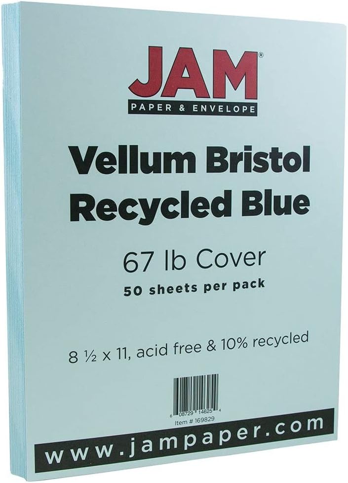 JAM PAPER Vellum Bristol 65lb Cardstock - 8.5 x 11 Coverstock - 147 gsm - Cream - 50 Sheets/Pack