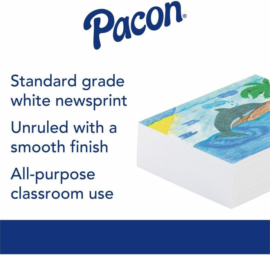 Pacon® Plain Newsprint, 8 1/2" x 11", Ream of 500 Sheets