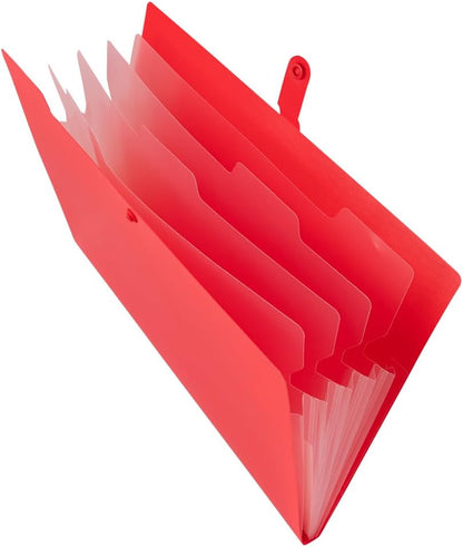 JAM Paper Accordion Folders - 13 Pocket Plastic Expanding File - Legal Size - 10 x 15 - Red - Sold Individually