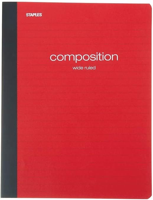 STAPLES Poly Composition Notebook, 9.75” x 7.5”, Wide Ruled, 70 Sheets, Assorted Colors