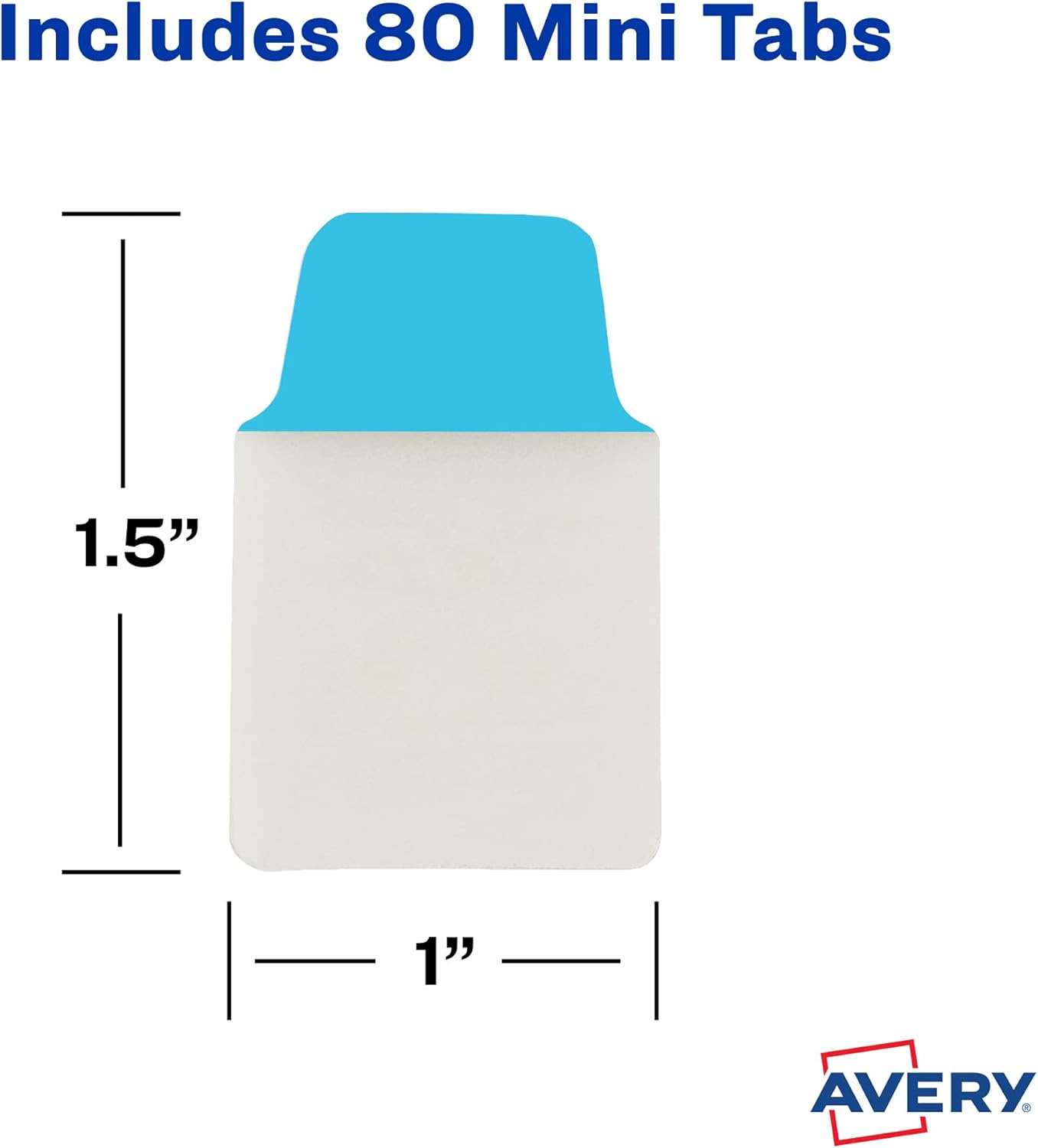Avery Mini Ultra Tabs, 1" x 1.5", 2-Side Writable, Assorted Primary Colors, 80 Repositionable Tabs (74763)