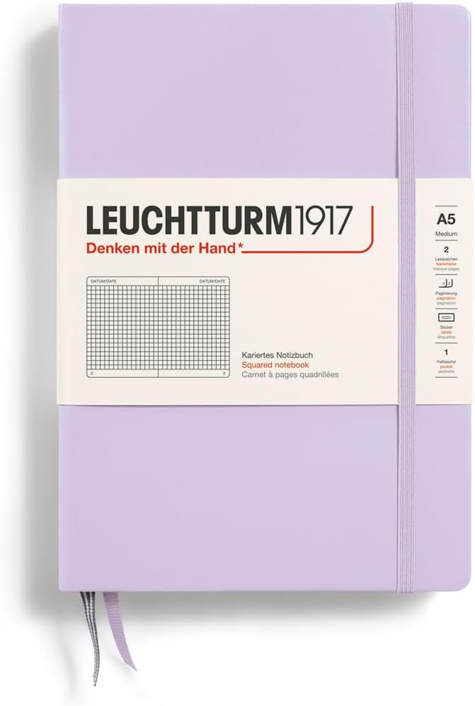 LEUCHTTURM1917 - Notebook Hardcover Medium A5-251 Numbered Pages for Writing and Journaling - Thinking Ahead (Plain Paper, Spice Brown)