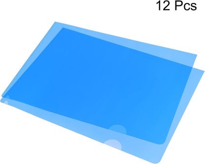 PATIKIL L Type Folders 12 Pack A4 Plastic File Project Pockets Clear Paper Document Jacket Sleeve for Office, Yellow