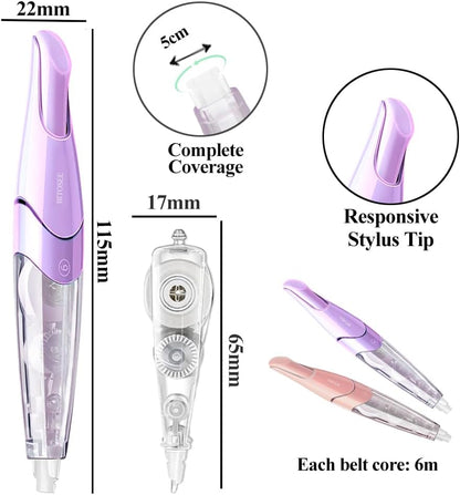 White Correction Tape, Retractable Refillable Correction Tape, With Smooth Pull Out Tape Applicator, Aesthetic Cute Correction Pen for Office Supplies