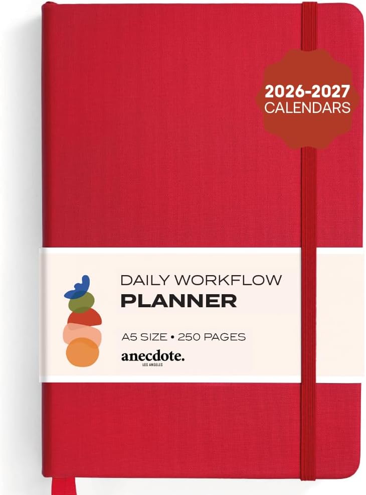 Anecdote Daily Planner w/ 2026-2027 Calendar | Start Anytime 26 Weeks Undated | 1 Page per Day | 8.5" x 5.2" | Hardcover To-Do List Organizer, Plan Your Success, Achieve Productivity Goals (Evergreen)