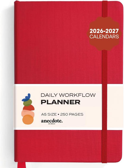 Anecdote Daily Planner w/ 2026-2027 Calendar | Start Anytime 26 Weeks Undated | 1 Page per Day | 8.5" x 5.2" | Hardcover To-Do List Organizer, Plan Your Success, Achieve Productivity Goals (Evergreen)