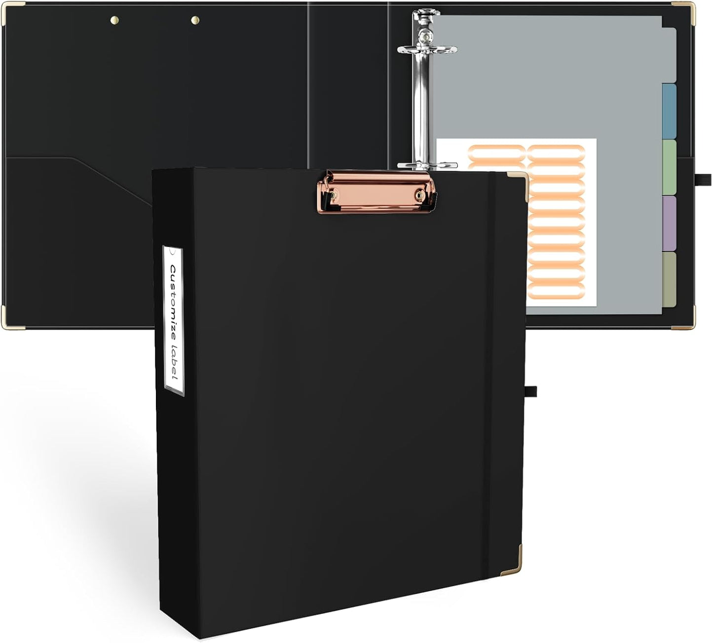 Ospelelf Binder 3 Ring 1 Inch, Floral Round Ring Clipboard Binder for Letter Size with 5 Tab Dividers, File Folder Labels, for School and Office Supplies