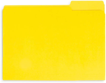 File Folder, 1/3 Cut Tab, Letter Size, Yellow, Great for Organizing and Easy File Storage, 100 Per Box