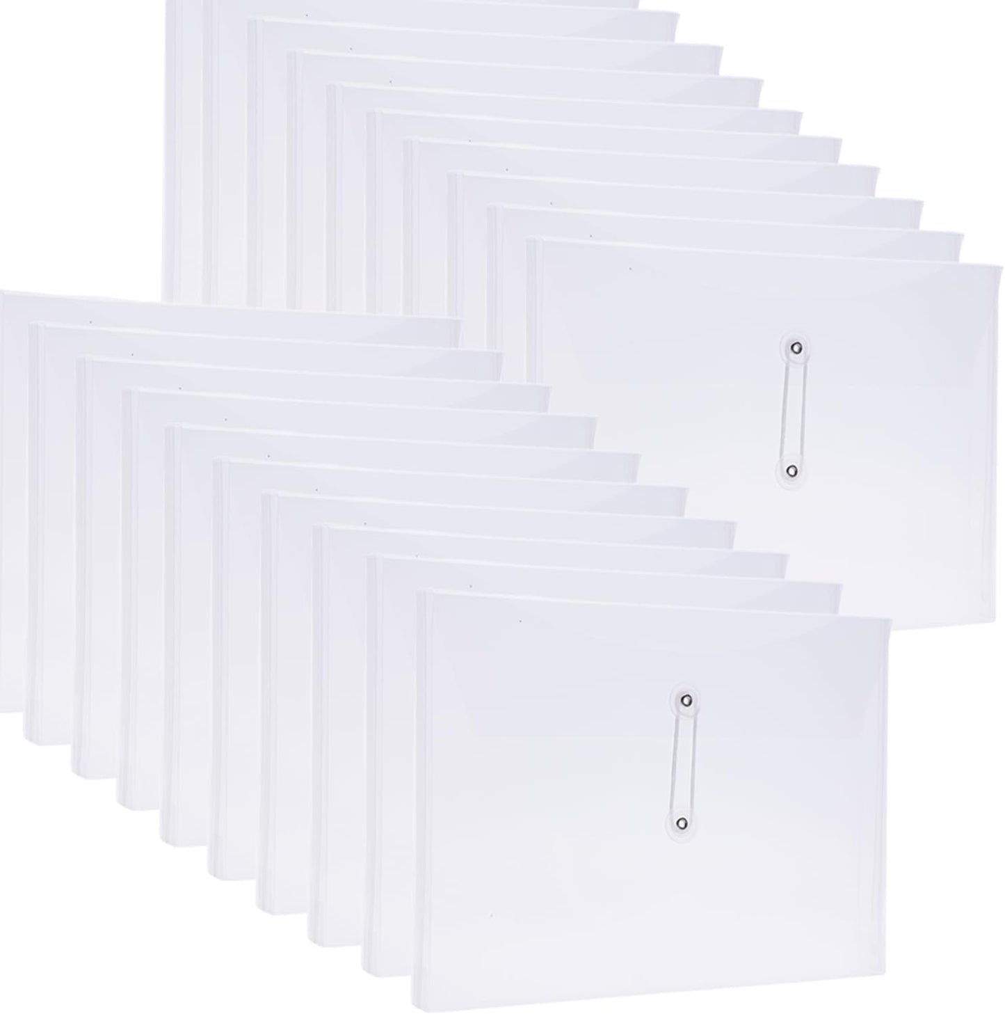 A4 Letter Size Plastic Poly Envelopes with Button and String Tie Closure, 1-1/4" Expansion Clear File Folders Side Loading Documents Organizer for Home School and Office Supplies (7)