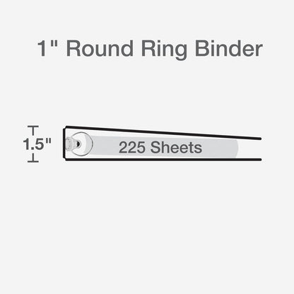 Cardinal 3 Ring Binders, Binders for School and Office, Durable 1 Inch, Round Rings, Holds 225 Sheets, ClearVue Presentation View, Non-Stick, Two-Tone Pastel Interiors, 4 Pack (1002479)