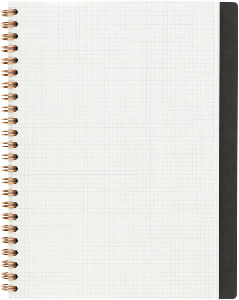 Maruman Septcouleur Grid Notebook- A5, 8.35" x 6.22", 100 Sheets / 200 Pages, 3mm Graph Paper Journal, Durable Rose Gold Wire-bound Spiral, Water Resistant Cover, Spicy Coral Pink, Made in Japan