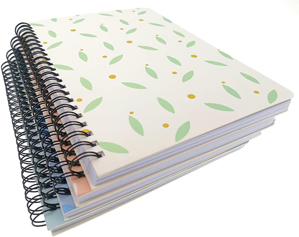 4 Pack A5 Spiral Notebook Journal,Wirebound Ruled Sketch Book Notepad Diary Memo Planner,A5 Size(8.3X5.7) & 80 Sheets (Floral)
