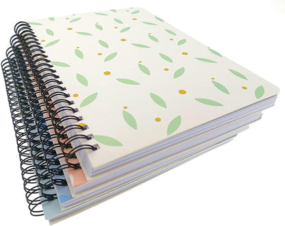 4 Pack A5 Spiral Notebook Journal,Wirebound Ruled Sketch Book Notepad Diary Memo Planner,A5 Size(8.3X5.7) & 80 Sheets (Floral)
