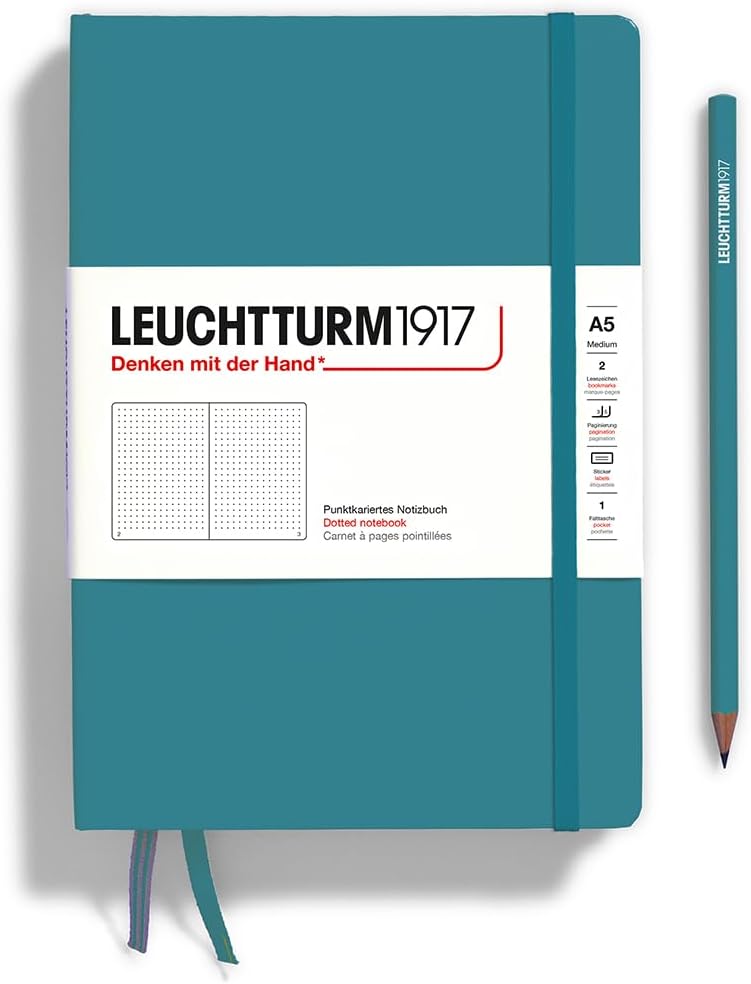 LEUCHTTURM1917 - Notebook Hardcover Medium A5-251 Numbered Pages for Writing and Journaling (Navy, Ruled)
