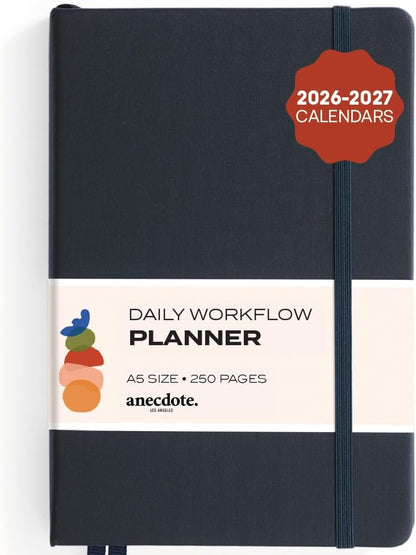 Anecdote Daily Planner w/ 2026-2027 Calendar | Start Anytime 26 Weeks Undated | 1 Page per Day | 8.5" x 5.2" | Hardcover To-Do List Organizer, Plan Your Success, Achieve Productivity Goals (Evergreen)
