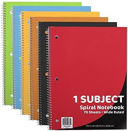 Trail maker Bulk Notebooks (50 Pack), One Subject Notebooks Wide Ruled, 140 Pages (70 Sheets),Spiral Bulk Notebooks for Kids, School Supplies, Journaling, Note Taking, Students, and Work