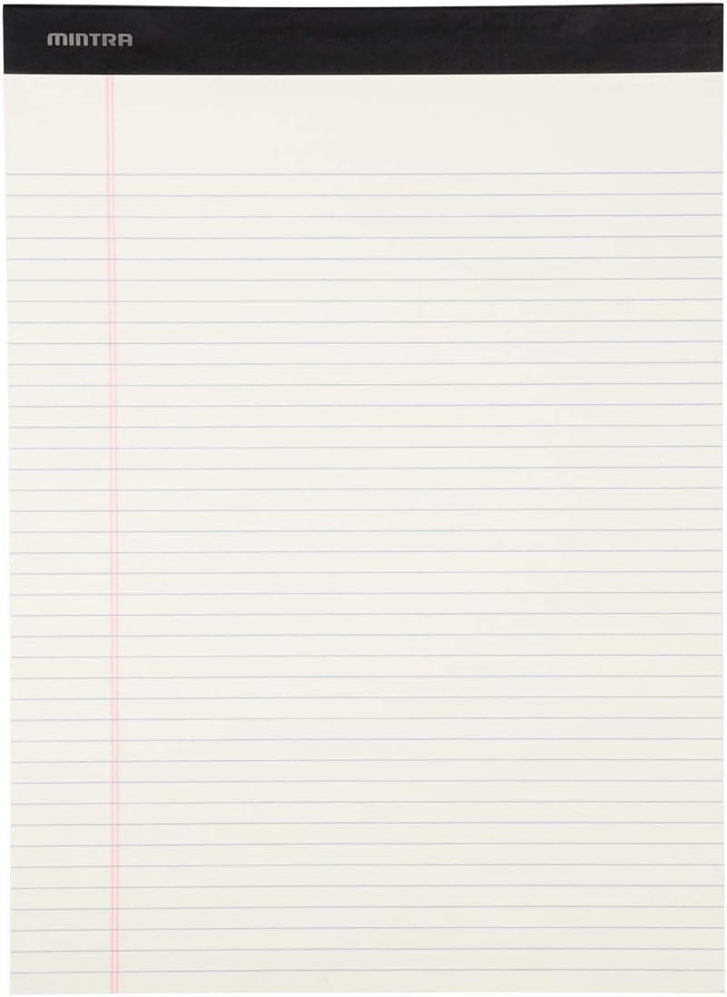 Mintra Office White Legal Pads – Ruled Notepads and Micro-Perforated Sheets, Ideal for Writing, Note-Taking & Creativity, Office, or Professional Use, Basic Pad 6 pack, 8.5"x11" (Narrow Ruled)