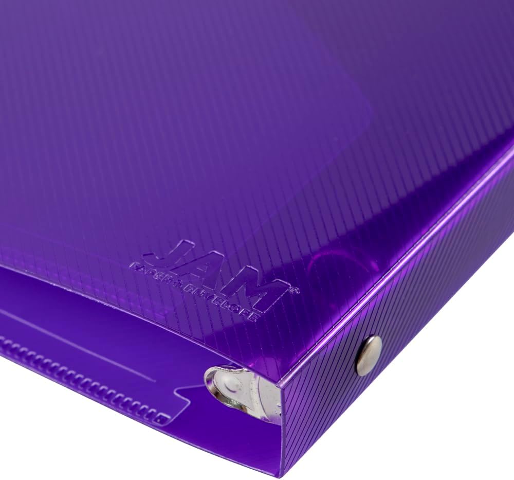 JAM PAPER Plastic 0.75 inch Binder - Clear 3 Ring Binder - Sold Individually