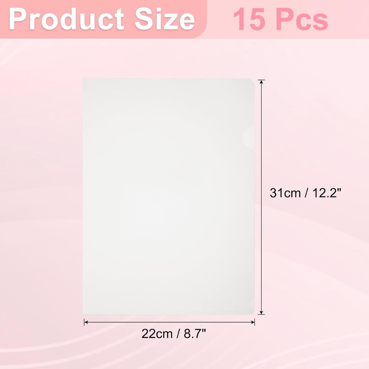 PATIKIL A5 Plastic Folders, 15 Pack Clear Folders L Type Project Pockets Paper Document Jacket Sleeves L Shaped Transparent for Documents Plastic Office File, 6.3x8.8in, Gray