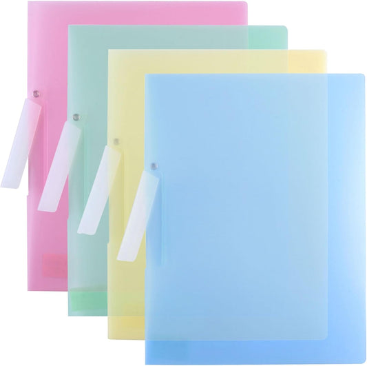 LELE LIFE Clear Plastic Folders with Swing Clip, File Folders for Documents, Report Covers Presentation Folders Resume Folder, Letter Size 12.2×9.1in (4 Colors)