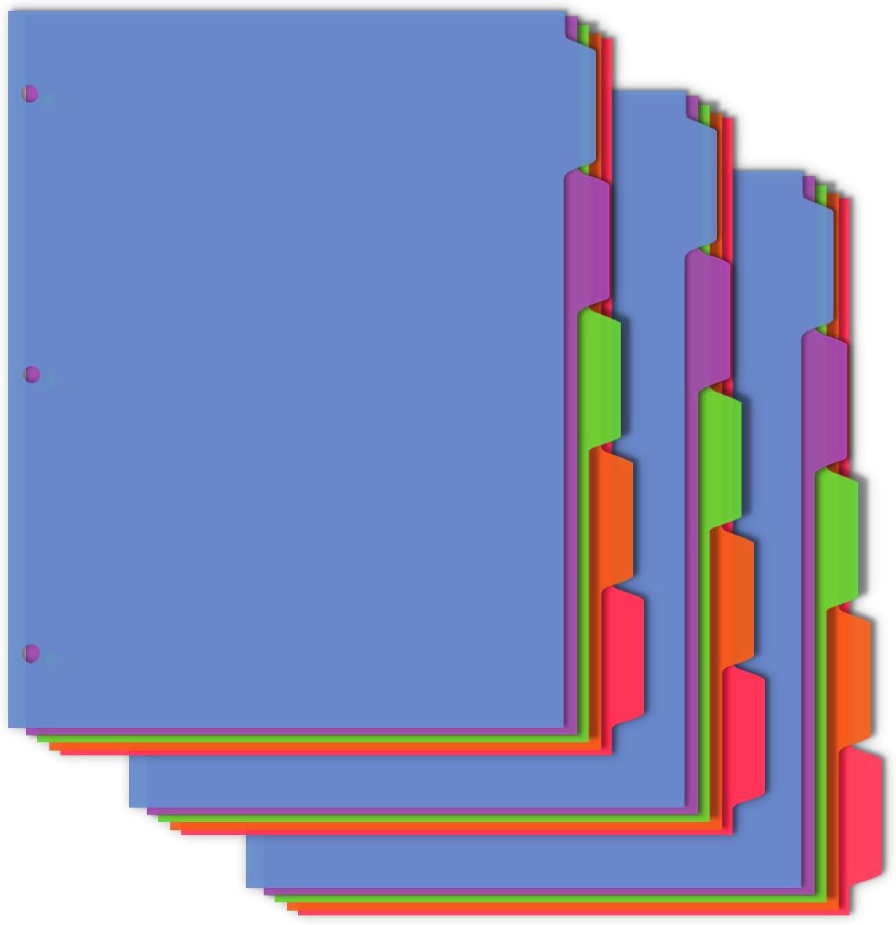 Cute 5 Tab Binder Dividers with Tabs, Write&Erase Plastic Dividers for 3 Ring Binder, Multicolor, Ring Binder Dividers with Tabs for School Office,6 Sets(30pcs)