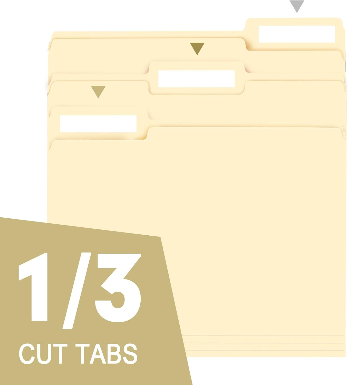RAZCC File Folders, 100-Pack, 1/3 Cut, Letter Size, Yellow, Great for Organizing and Easy File Storage