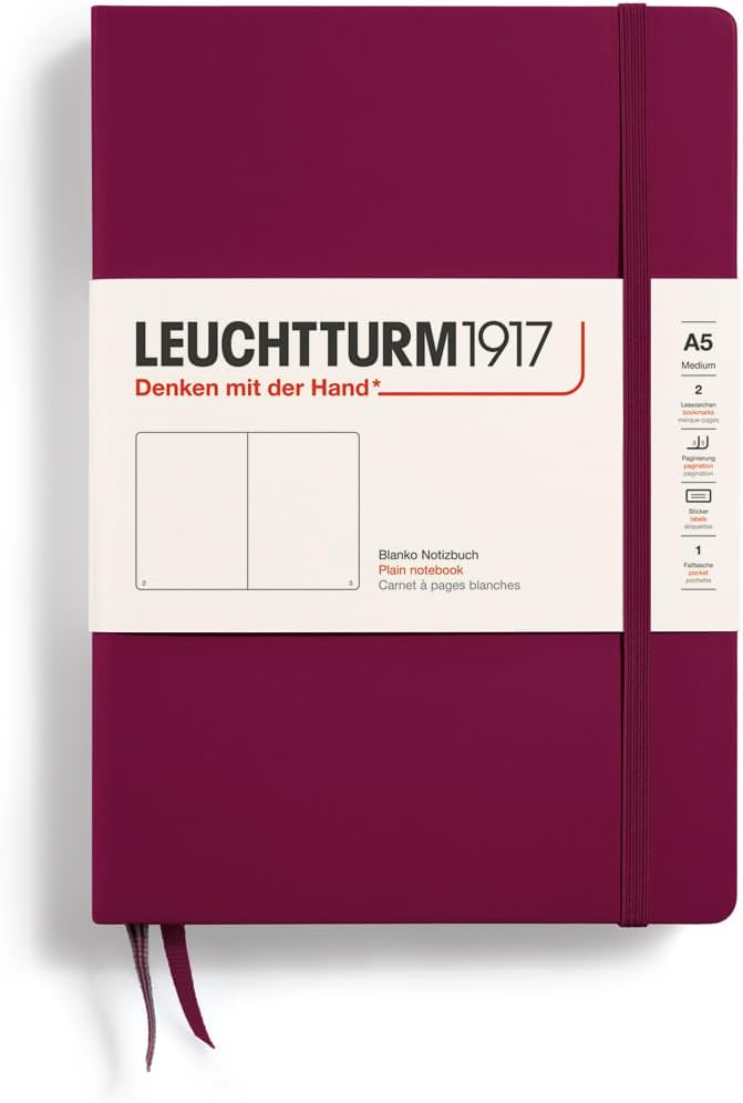 LEUCHTTURM1917 - Notebook Hardcover Medium A5-251 Numbered Pages for Writing and Journaling (Navy, Ruled)
