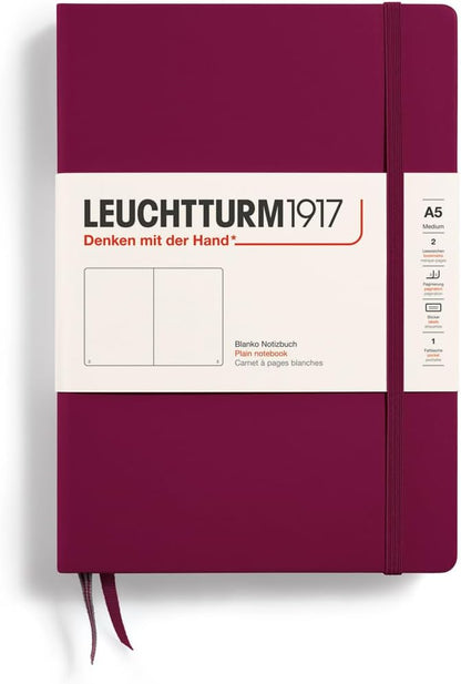 LEUCHTTURM1917 - Notebook Hardcover Medium A5-251 Numbered Pages for Writing and Journaling (Navy, Ruled)