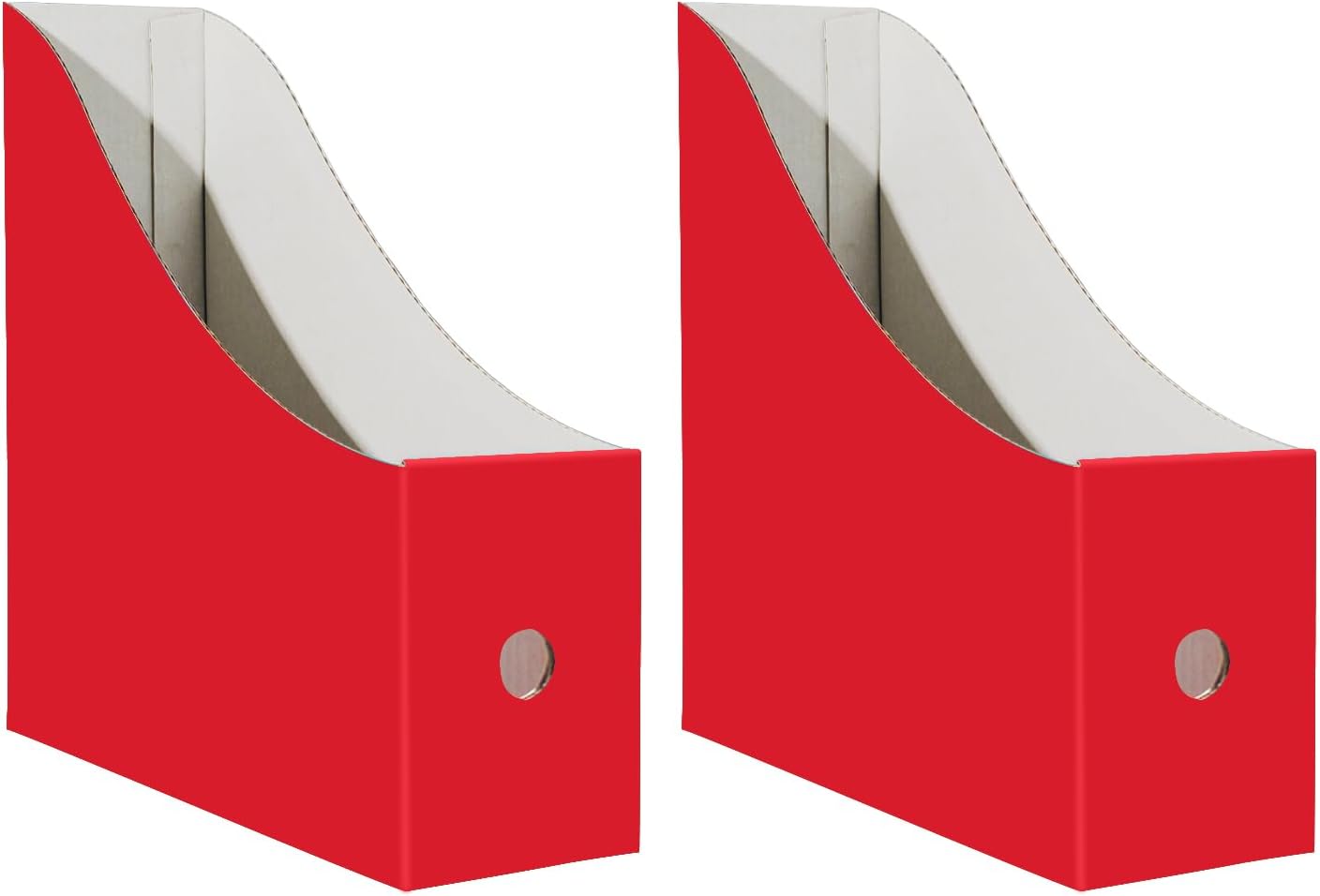 Limitliho 2 Pack White Magazine Holde, Vertical Book Bins for Classroom and Library Use, 10.6'' ×10.2'' ×3.5'' Inch Vertical File Folder Box