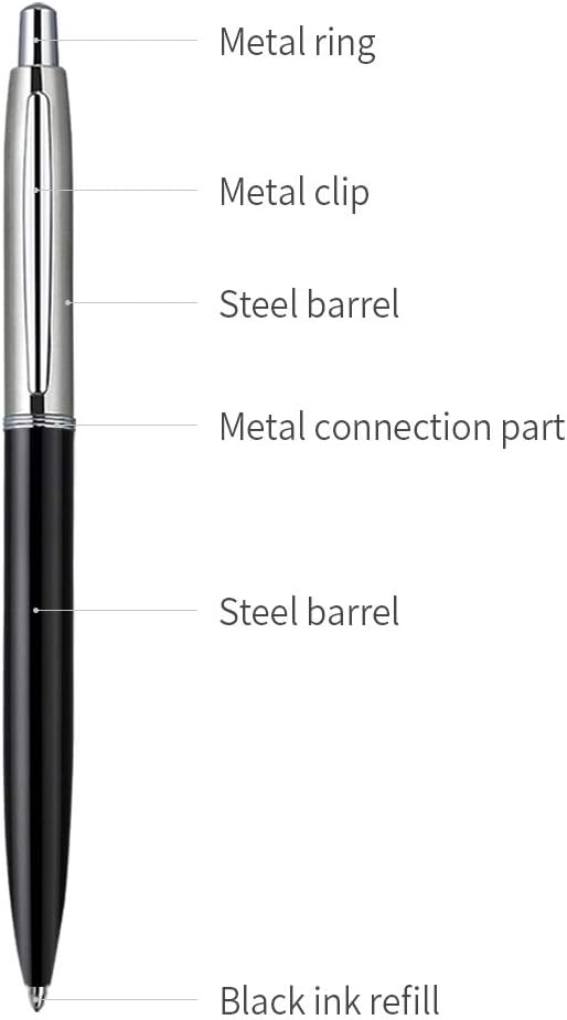 ChaoQ 3 Pcs Retractable Metal Ballpoint Pens, for Gift, Business, Office, 1.0mm Medium Point Black Ink, 6 Extras Replaceable Metal Refills - Stainess Steel