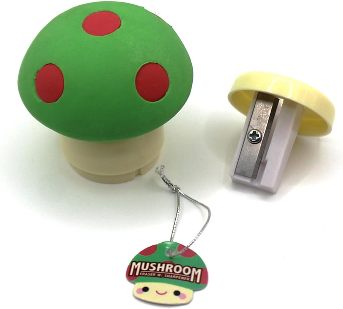 Limited Edition Mushroom Eraser and Pencil Sharpener (RED Cap W/Yellow DOTS)