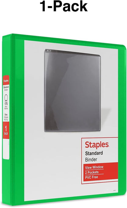 Staples Standard 2-Inch 3-Ring View Binder, Holds Up to 450 Sheets, Orange, Durable Binder for Office & School