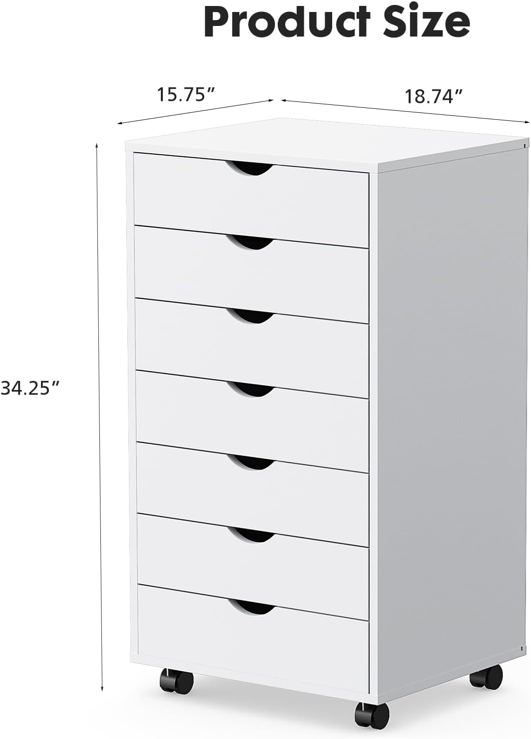 OLIXIS 5 Drawer Mobile File Cabinet Under Desk Storage Organization with Wheels Vertical Filing Chest Rolling Wood Small Desk Printer Stand for Home Office, 15.75"D x 18.74"W x 25.39"H, Black