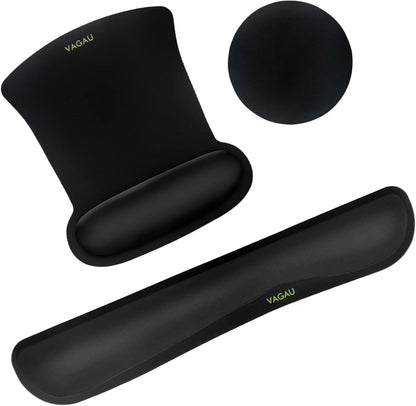 VAGAU Premium Keyboard Wrist Rest and Mouse Pad Wrist Support, Ergonomic Memory Foam Set for Office, Laptop, Mac, Computer and Gaming, Comfortable Typing &Wrist Pain Relief (2 Pack)