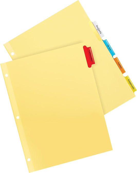 Avery Insertable Dividers for 3 Ring Binders, 5-Tab Set, Buff Paper, Multicolor Divider Tabs, 1 Set of Binder Dividers, Great for Organizing Projects, Reports, Finances, and More (81000)