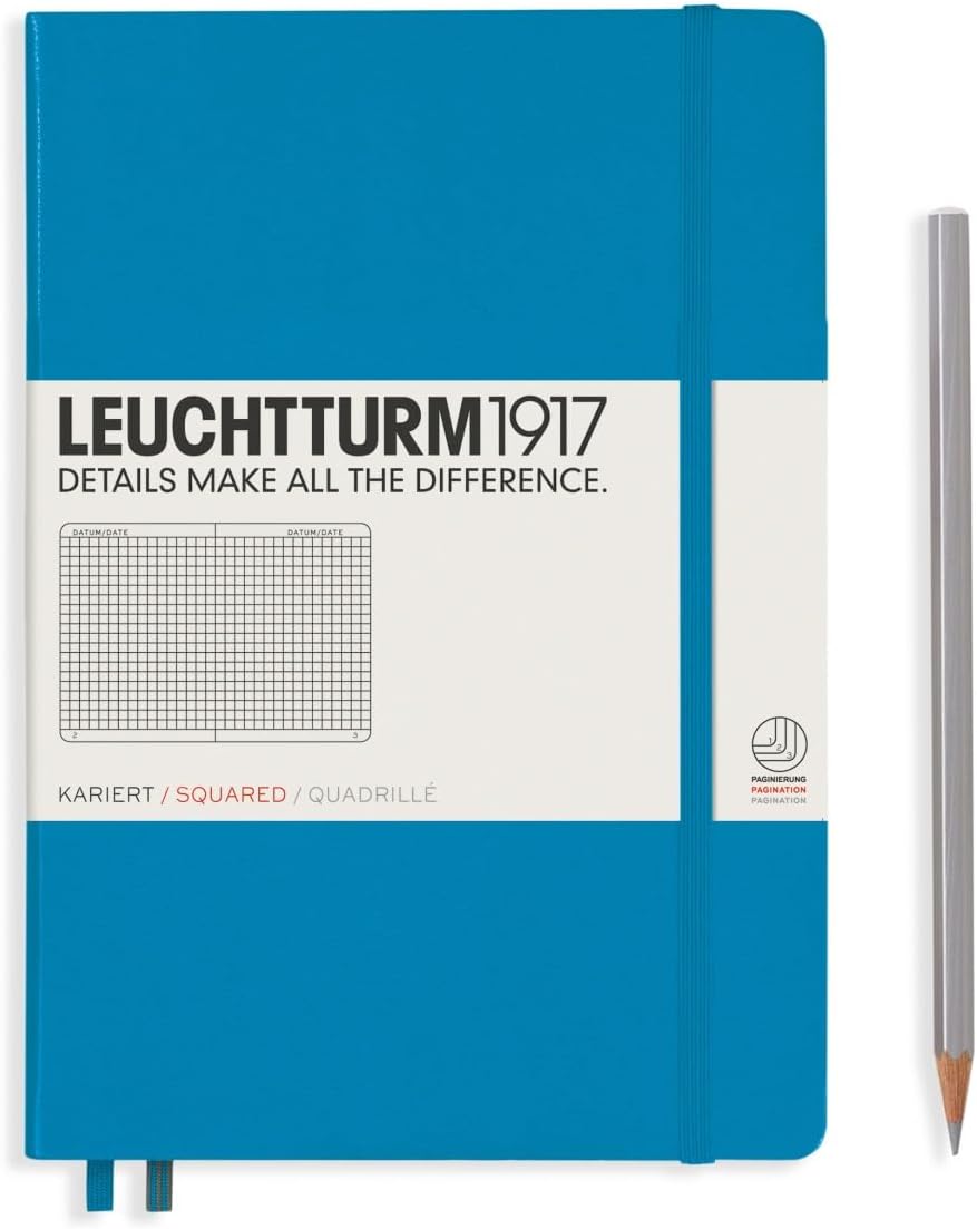 LEUCHTTURM1917 - Notebook Hardcover Medium A5-251 Numbered Pages for Writing and Journaling (Navy, Ruled)