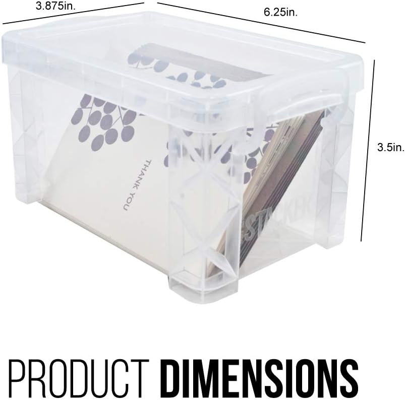 Advantus 40307 Super Stacker Storage Boxes, Hold 400 3 x 5 Cards, Plastic, Clear