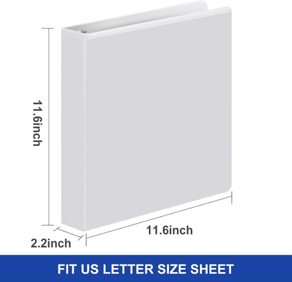 Comix D-Ring Basic View Binder 1 inch 3 Ring Binders, 2.4mm-Thick, Hold 225 Sheets of 8.5" x 11" Paper, 12 Pack (White)