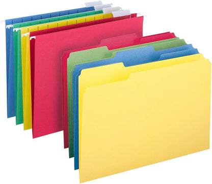 Smead Standard Hanging File Folders, 25 Count, Assorted Primaries, 1/5-Cut Adjustable Tabs, Letter Size (64059)