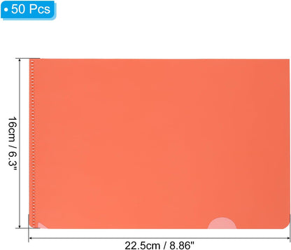 PATIKIL L Type Folders 50 Pack A4 Plastic File Project Pockets Clear Paper Document Jacket Sleeves for Office, Orange
