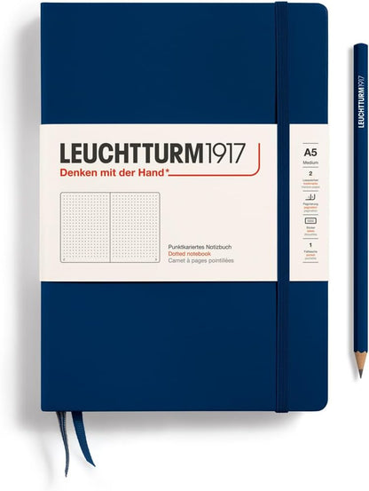 LEUCHTTURM1917 - Notebook Hardcover Medium A5-251 Numbered Pages for Writing and Journaling (Navy, Ruled)