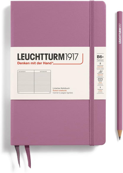 LEUCHTTURM1917 - Notebook Hardcover Paperback B6+ - 219 Numbered Pages for Writing and Journaling (Stone Blue, Ruled)