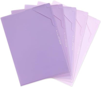 Plastic Folders Sleeves, Gradient Colors Plastic Project Pockets for Paper 11.9 × 8.5 Inches, Transparent Document Folders for School and Office Supplies (5 Pcs, Green)