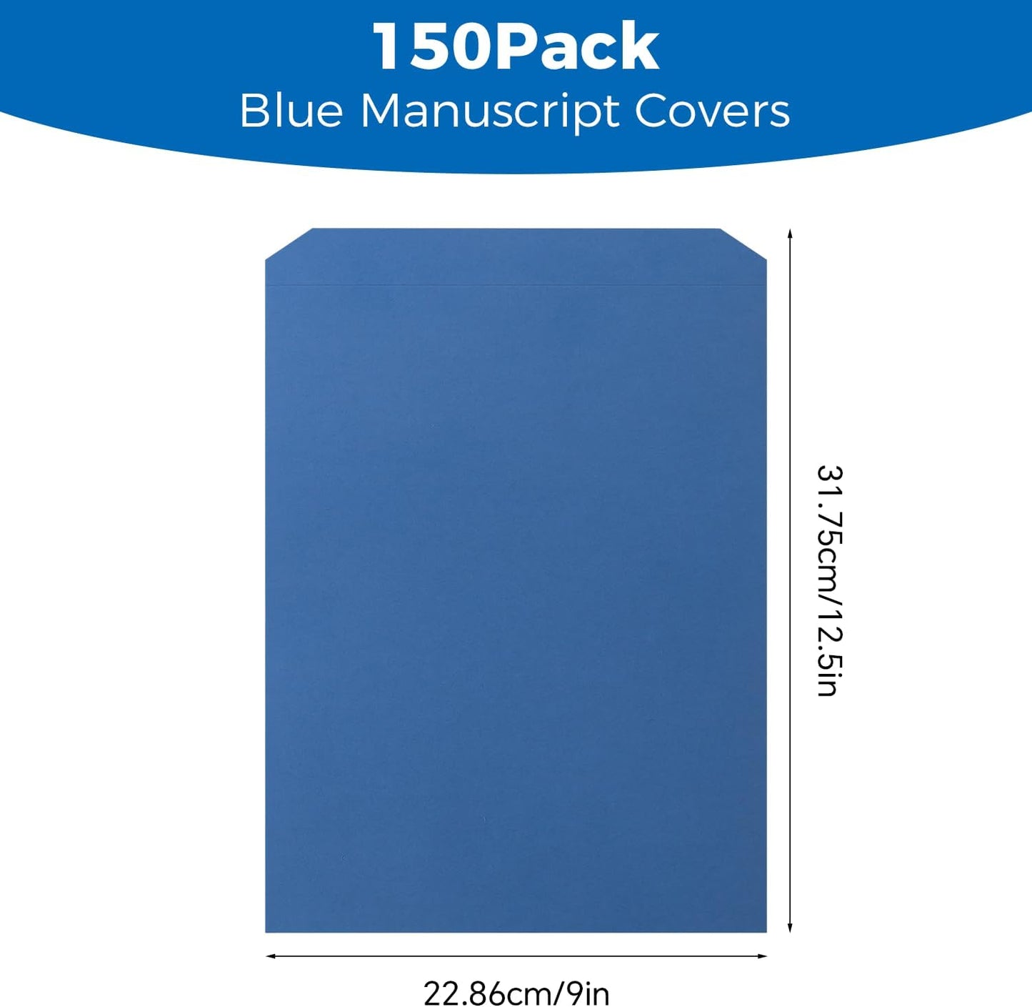 150 Pack Manuscript Covers, Letter-Size Report Covers, Top-Bound Document Folders, 0.23mm / 180gsm Blue Paper Covers for Filing, Organizing & Presentations
